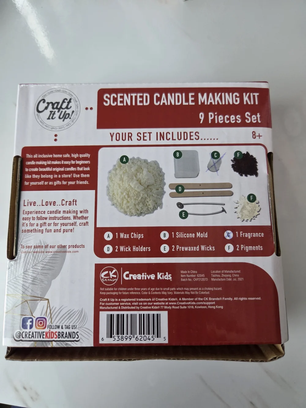 Candy Cane Candle Making Kit - Red & White